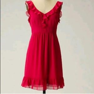 BOGO! Never worn🍒Romantic 100% Silk Anthro Dress